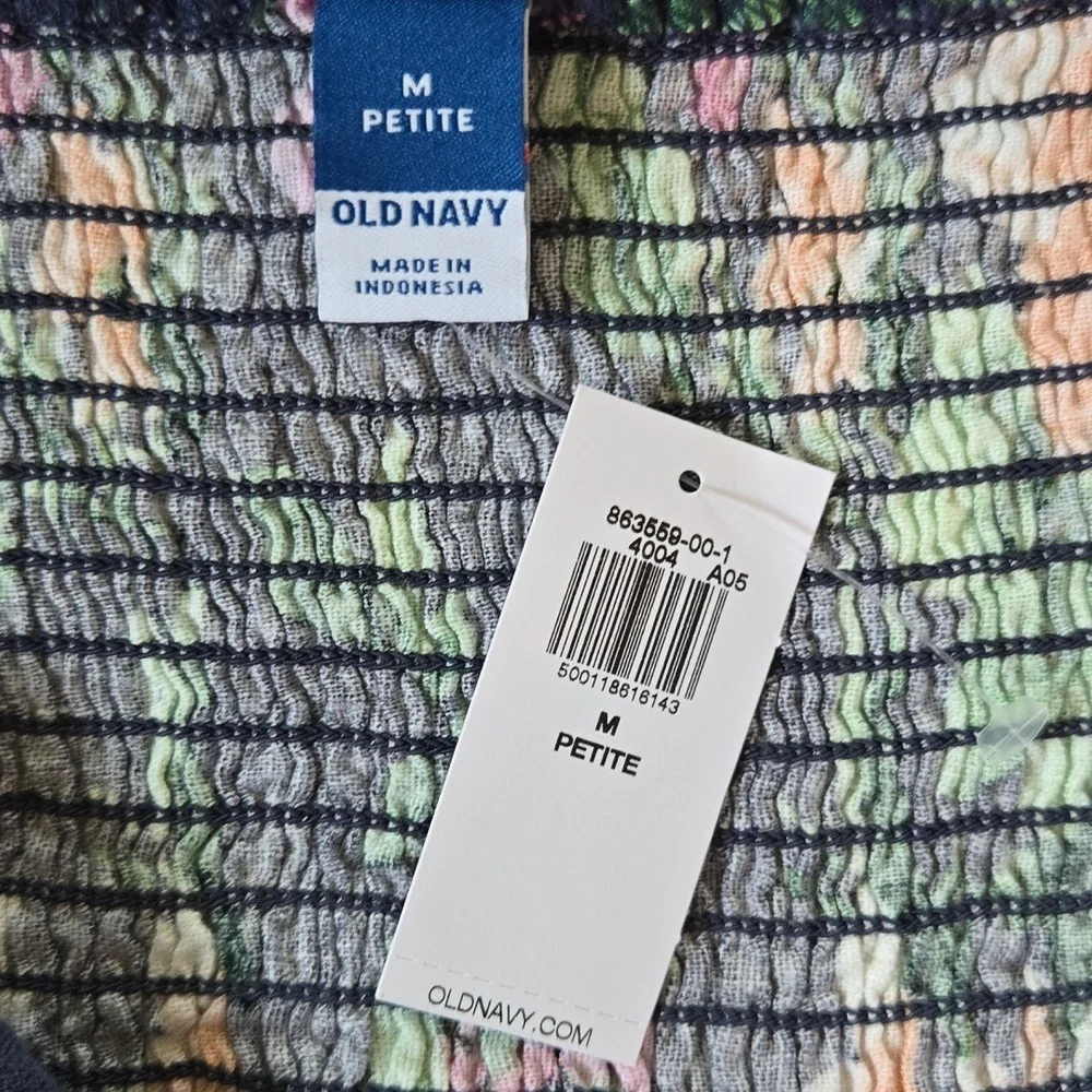 NEW Old Navy Wide Leg Blue Floral Linen-Blend Adjustable Strap Jumpsuit - MP - Picture 10 of 13